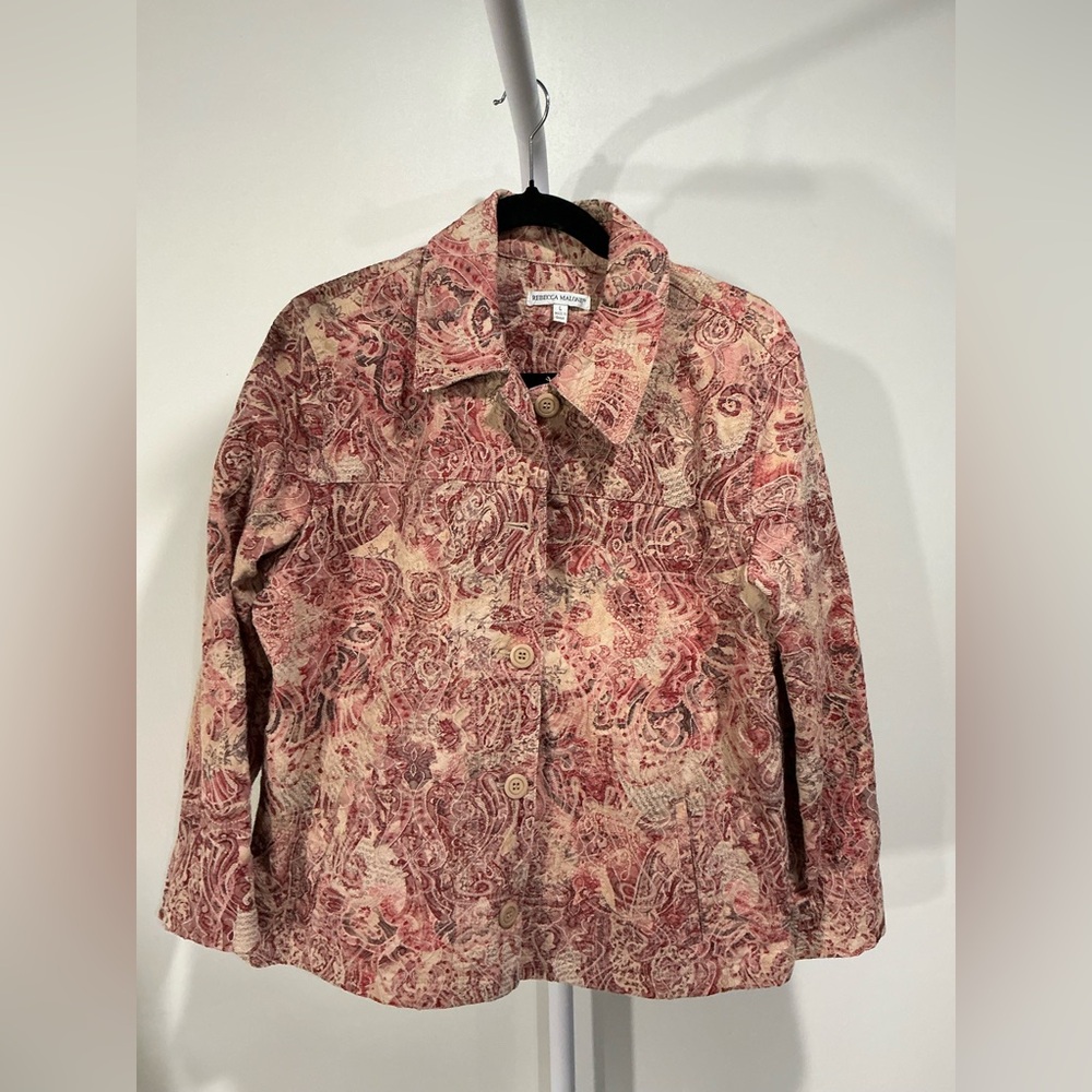 🍒 Rebecca Malone Floral Jean Jacket in Red and Beige